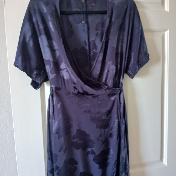 Blue Navy Wrap Dress - Picture 3 of 7
